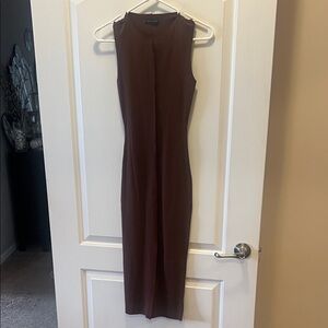 naked wardrobe Chocolate Brown Sleeveless Midi Dress